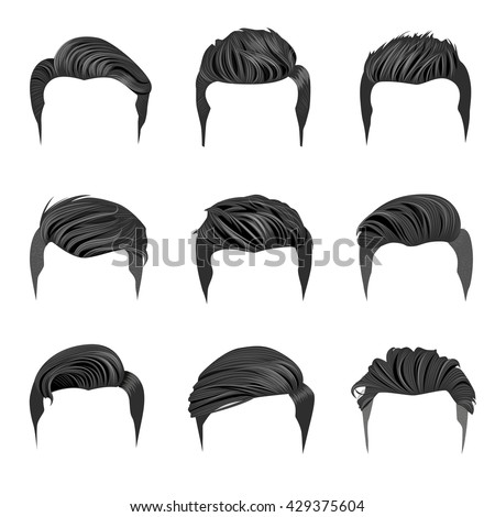 Set Mens Hairstyles Hipster Hair Stock Vector 429375604 