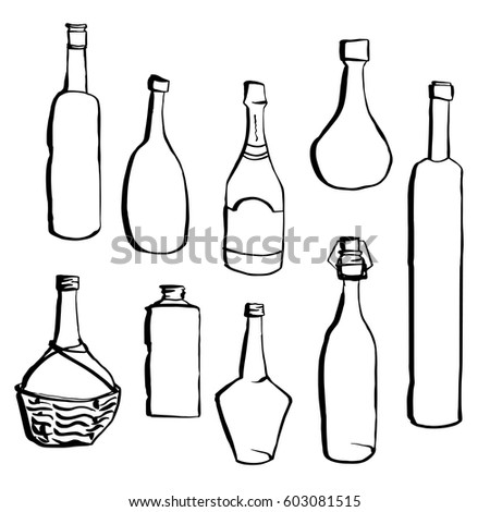 Alcohol Bottles Hand Drawn Style Beverage Stock Vector 426408454 