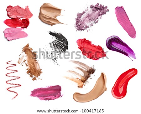 collection of  various make up accessories on white background. each one is shot separately