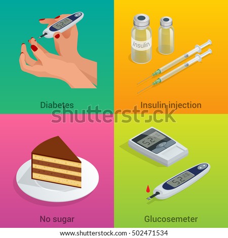 Isometric Diabetes Healthcare Life Flat Concepts Isometric Diabetes Healthcare Life Flat Concepts