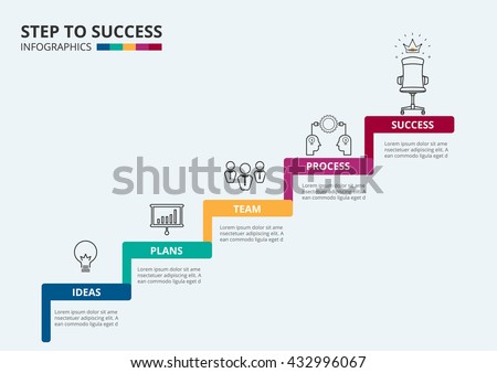 Stair Step Success Staircase Icons Elements Stock Vector 432996067 ...