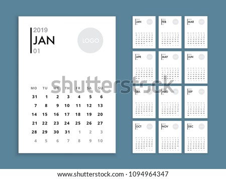 wall calendar 2019 template white corporate calendar new year 2019 with space for logo
