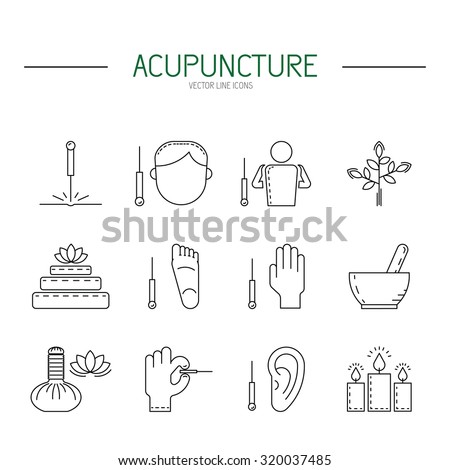 stock vector collection of vector icons dedicated to traditional chinese medicine acupuncture a method of 320037485