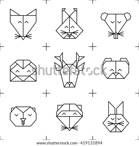 Polygonal Seamless Pattern Animal Heads Animals Stock Vector 419131894 ...