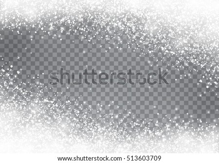 Falling Christmas snow. Snowflakes isolated on transparent background.