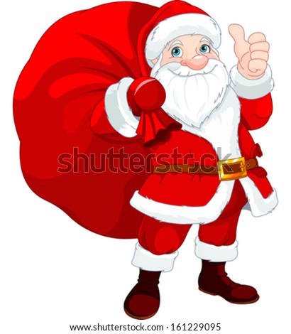 Cute Santa Claus with a bag full of Gifts