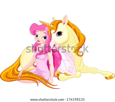 Cute Little Girl Riding On Horse Stock Vector 54304945 - Shutterstock