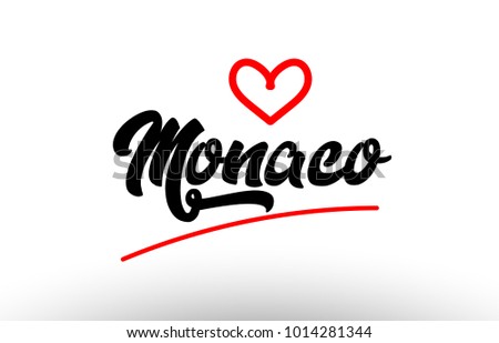 Monaco Word Text Of European Or Europe City With Red Love Heart Suitable As A Logo Monaco Word Text Of European Or Europe City With Red Love Heart Suitable As A Logo