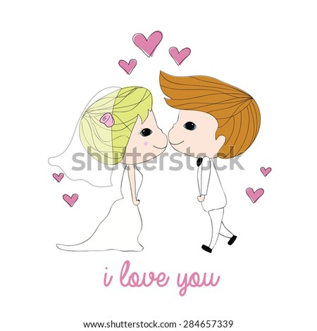 Couple Kissing Vector Cartoon Vector Illustration Stock Vector