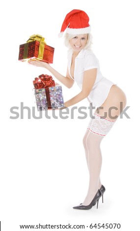 Beautiful Nude Christmas Woman Santa Hat Stock Photo Shutterstock