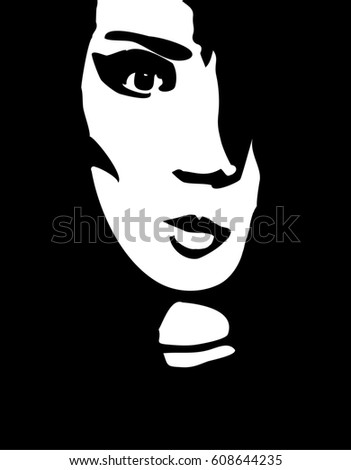 Woman Face Half Black Half White Stock Vector 208257511 