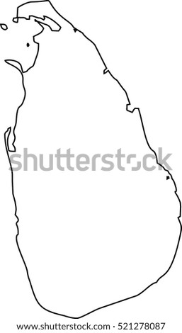 Map Black Outline Sri Lanka Stock Vector 521278087 - Shutterstock