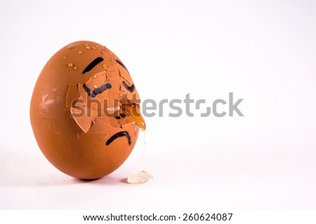 A Sad Crying Egg With Face And Tears On White Background