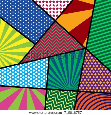 Colorful Trendy Geometric Flat Elements Pattern  Stock 