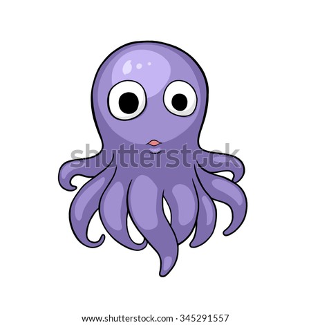 Purple Cute Octopus Stock Illustration 345291557 - Shutterstock