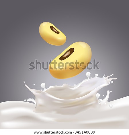 Milk, soy yogurt splashing vector concept