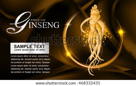 Ginseng Premium on Red Background Vector.