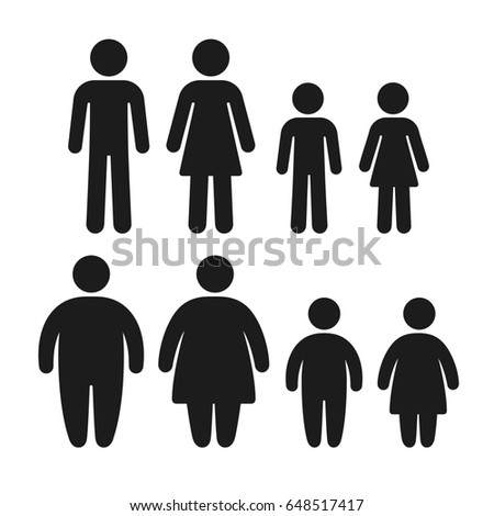 Healthy Weight Obese People Icon Set Stock Illustration 648517417 ...