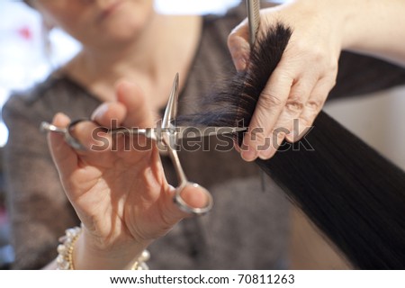 Female hairdresser in bright salon.