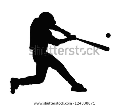 Baseball Batter Hitting Ball with Bat for Home Run - stock vector