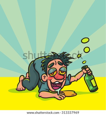 Cartoon Drunk Man Holding Bottle While Stock Vector 313338026 ...