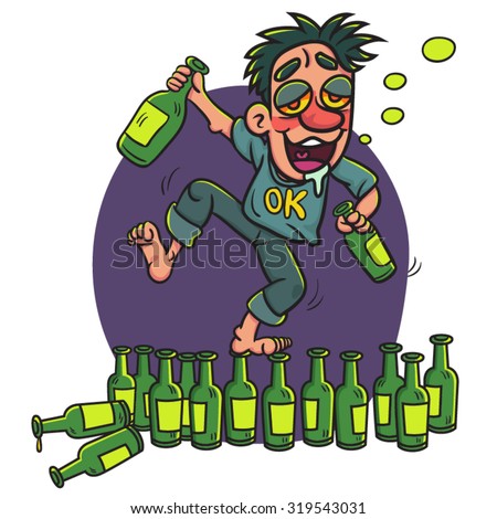 Cartoon Drunk Man Bottle Singing Dancing Stock Vector 313338008 ...