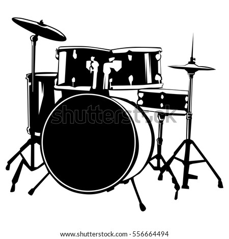 Vector Hand Drawn Illustration Drum Kit Stock Vector 556664494