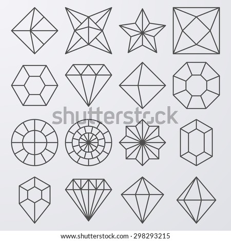 Vector illustration of a set of linear jewels.