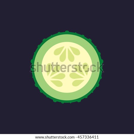 sliced cucumber icon in flat style