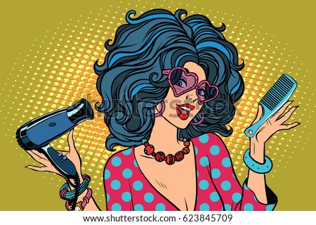 Disco Diva Retro Lady Pop Art Stock Vector 630414206 