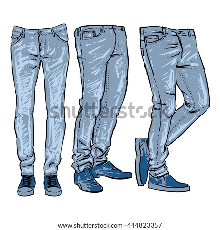 Hand Drawn Fashion Design Mens Jeans Stock Vector (Royalty Free