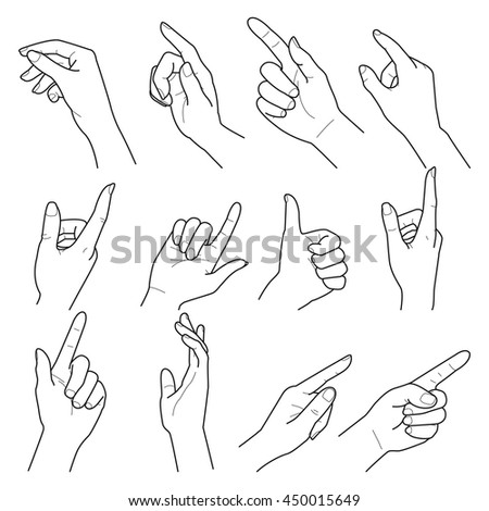 Hand Collection Vector Line Illustration Stock Vector 500970886