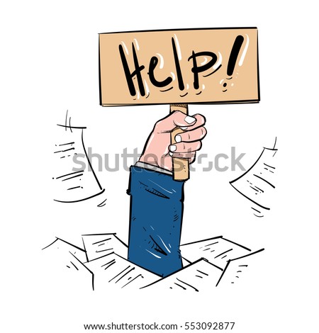 business man buried pile sheets help stock vector 2018 553092877 helpsign