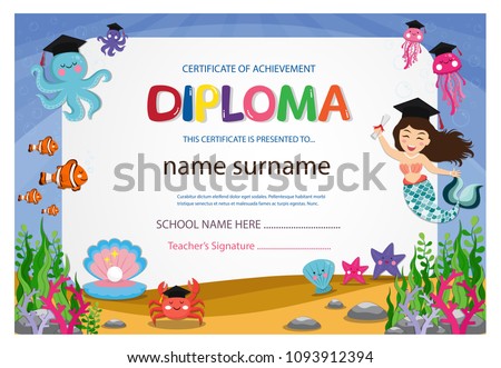 kindergarten graduation certificates background design templates