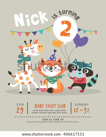 2nd birthday party invitation card のベクター画像素材 ロイヤリティ