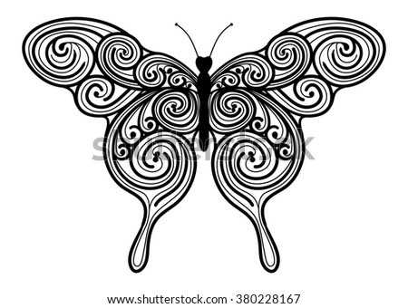 Abstract Black Decorative Vector Butterfly Swirl Stock Vector 380228167 ...