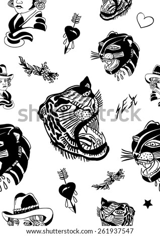 abstract seamless retro tattoo pattern vintage stock vector abstract seamless retro tattoo pattern vintage stock vector