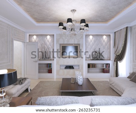Living Room Neoclassical Style 3d Render Stock Illustration ... Living Room Neoclassical Style 3d Render Stock Illustration ...