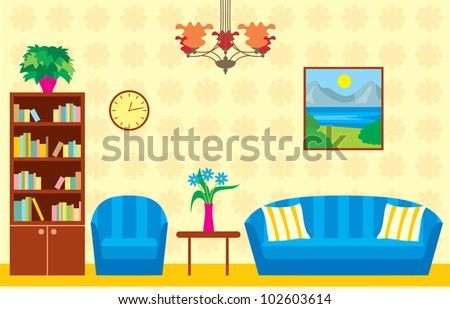 Living Room Vector Stock Vector (Royalty Free) 102603614 - Shutterstock
