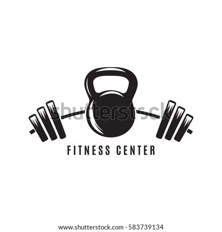 Logo Fitness Clubkettlebell Barbell Symbolvector Illustration Stock 