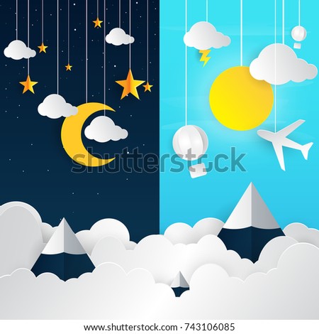 Day Night Sun Moon Vector Illustrationflat Stock Vector 254035927