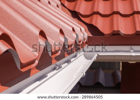 New Red Metal Tile With White Rain Gutter New Red Metal Tile With White Rain Gutter