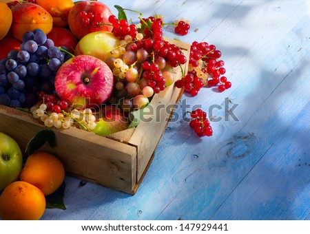 Art abstract market background fruits on a wooden background