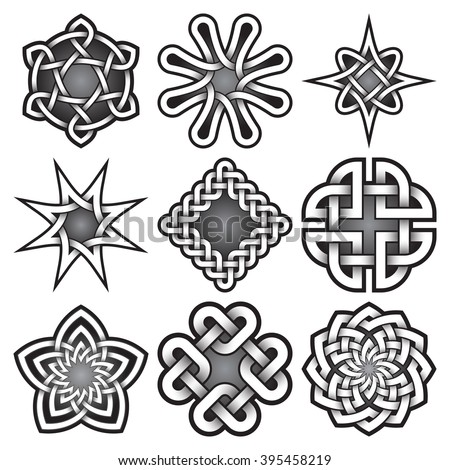 set of bitmap logo templates in celtic knots style tribal tattoo symbols package nine - Celtic Patterns To Colour set of bitmap logo templates in celtic knots style tribal tattoo symbols package nine - Celtic Patterns To Colour