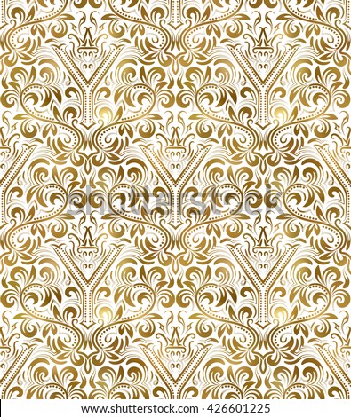 Golden White Vintage Seamless Pattern Gold Stock Vector 416977030 ...