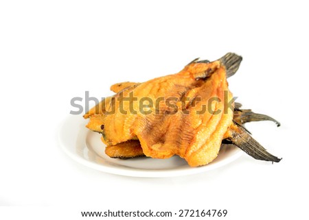 Fried Dried Fish isolated on white background