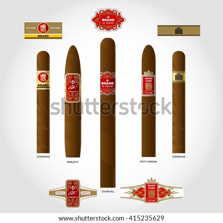set old fashioned cigar labels perfect stock vector 409481113