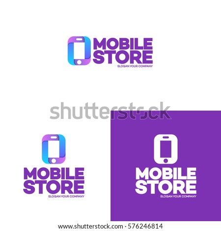 Mobile Store Logo Set Template Phone Stock Vector 576246814 - Shutterstock
