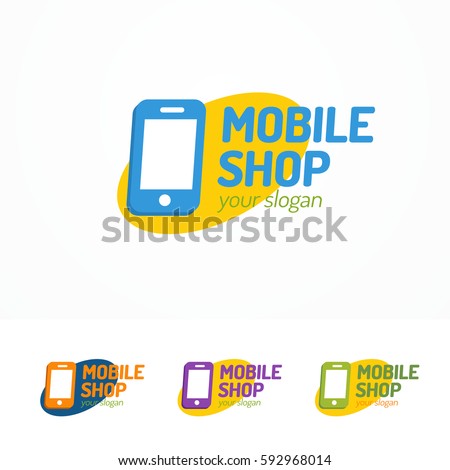 Mobile Shop Logo Set Silhouette Phone Stock Vector 592968014 - Shutterstock
