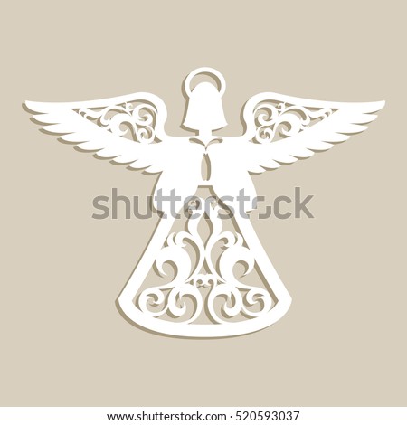 Christmas Carved Openwork Angel Template Laser Stock Vector 520593037 ...